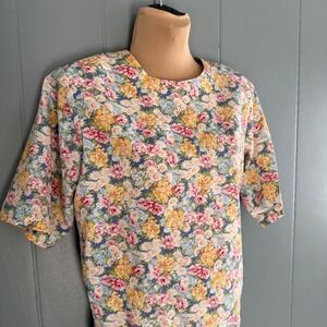 Vtg Pastel Yves St.Clair Floral Blouse M Daisy Print Cottagecore Puff Sleeve 90s